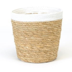 White & Natural Plant Pot Basket