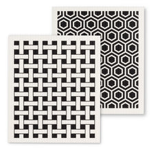 Load image into Gallery viewer, Swedish Dishcloth - Black and White Graphics
