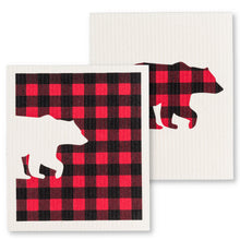 Load image into Gallery viewer, Swedish Dishcloth - Buffalo Check Bear
