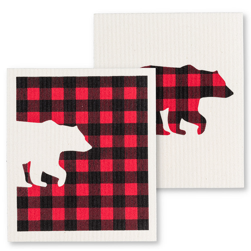 Swedish Dishcloth - Buffalo Check Bear