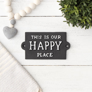 Black Happy Place Sign