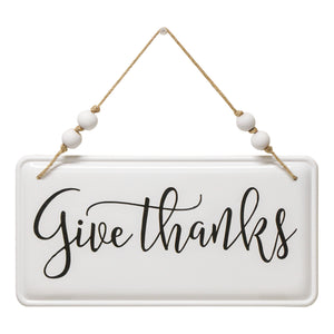 Give Thanks Metal Beaded Sign