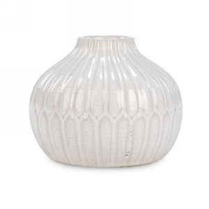 5" Ivory Ridged Ceramic Vase