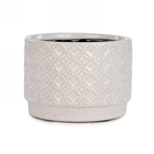 Textured Ivory Ceramic Planter