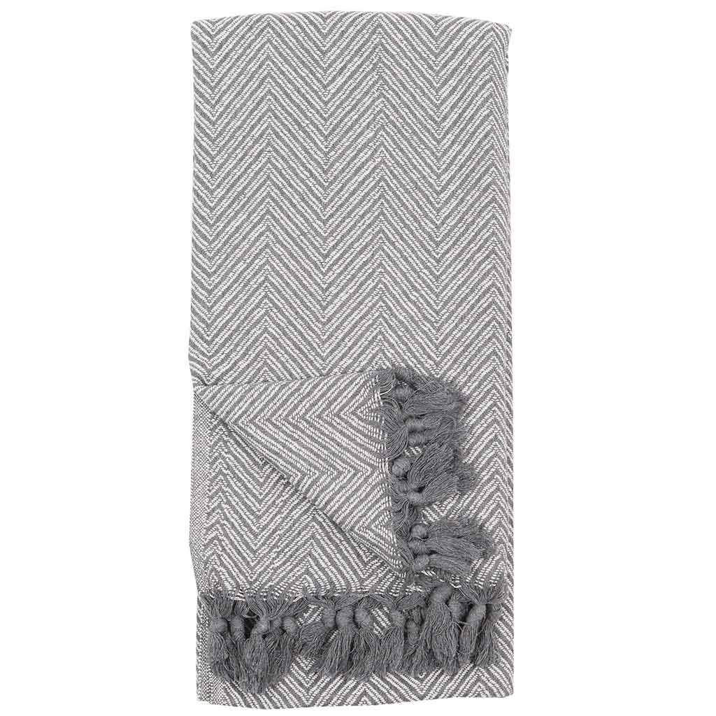 Turkish Towel - Fishbone Grey & White