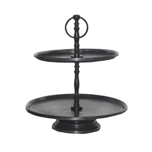 Black Metal Two-Tiered Tray