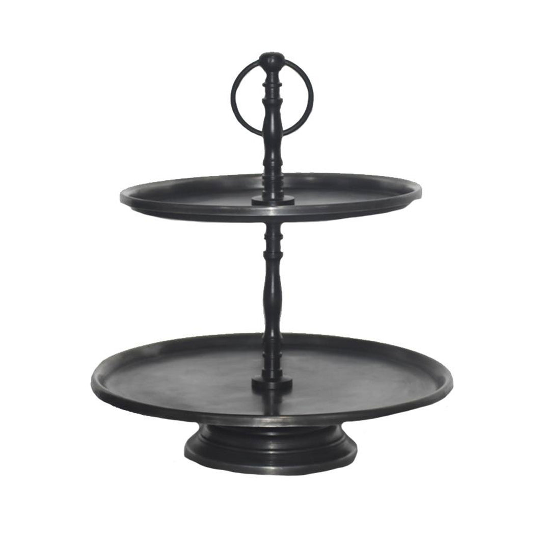 Black Metal Two-Tiered Tray