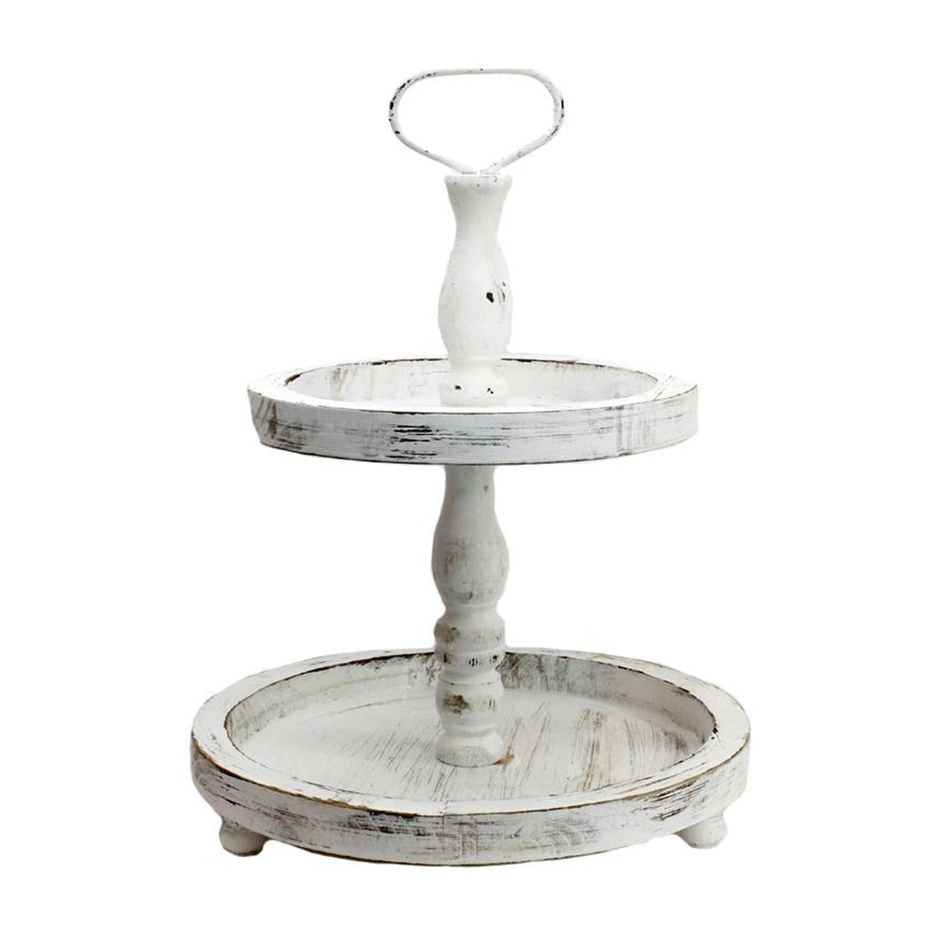 White Wooden Two-Tiered Tray